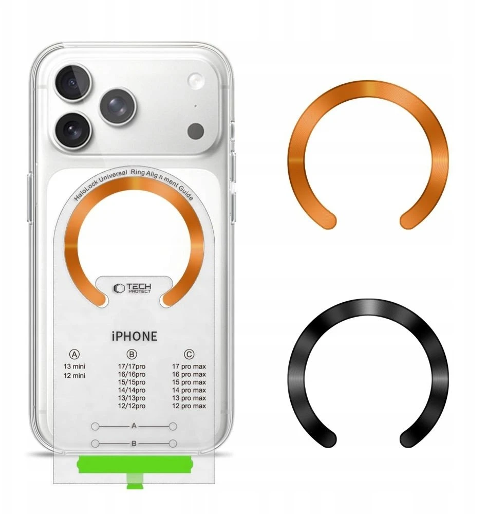„Tech-Protect MMP-210“ magnetinis „MagSafe Ring“ 2 vnt. juodas ir kosminis oranžinis