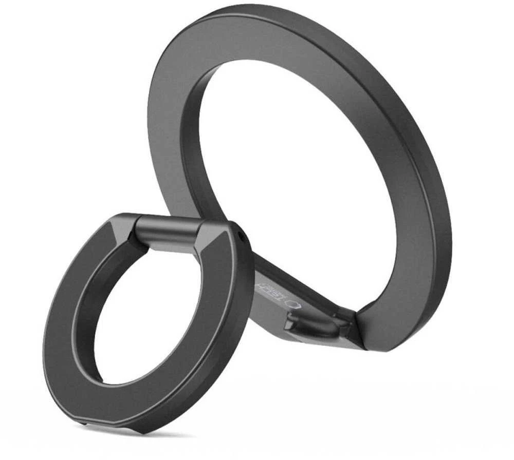 Juodas magsafe žiedas telefonui su laikikliu pirštui „Tech-Protect MMR400 Magnetic Magsafe”