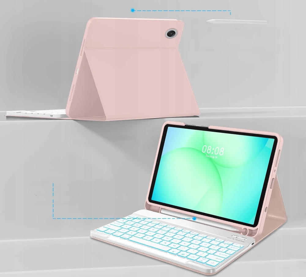 Tech-Protect SC Pen dėklas skirtas Samsung Galaxy Tab A9+ / A11+ Plus 11.0 X210 / X215 / X216 / X230 / X235 / X236 – rožinės spalvos