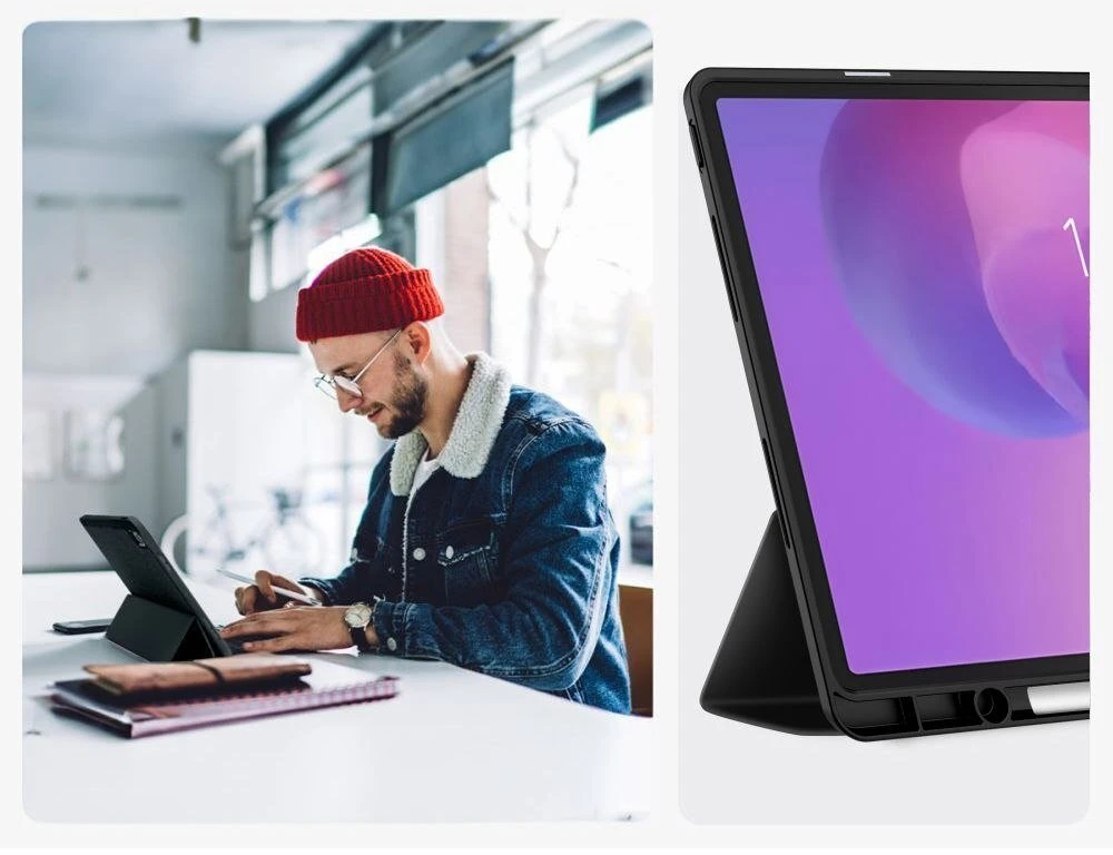 „Tech Protect TechProtect SmartCase“ rašiklio dėklas, skirtas „Lenovo Idea Tab Plus 12.1 TB-361“ - juodas