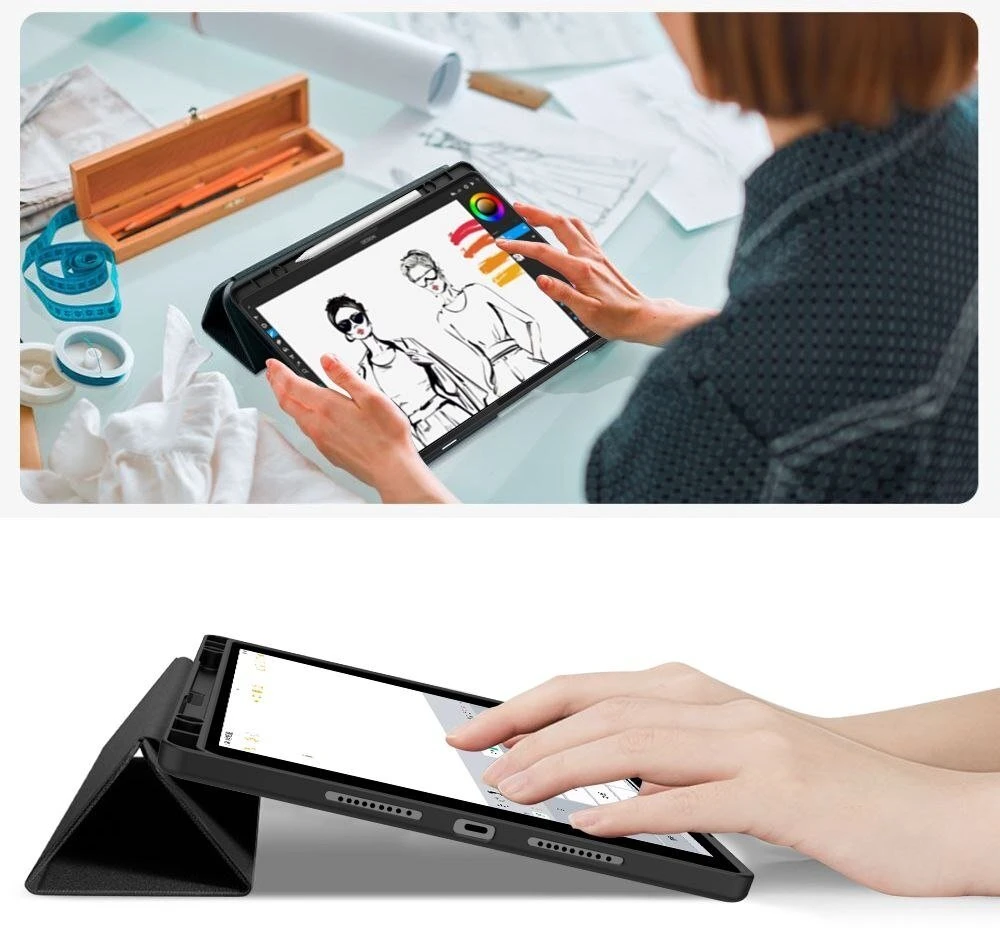 „Tech Protect TechProtect SmartCase“ rašiklio dėklas, skirtas „Lenovo Idea Tab Plus 12.1 TB-361“ - juodas
