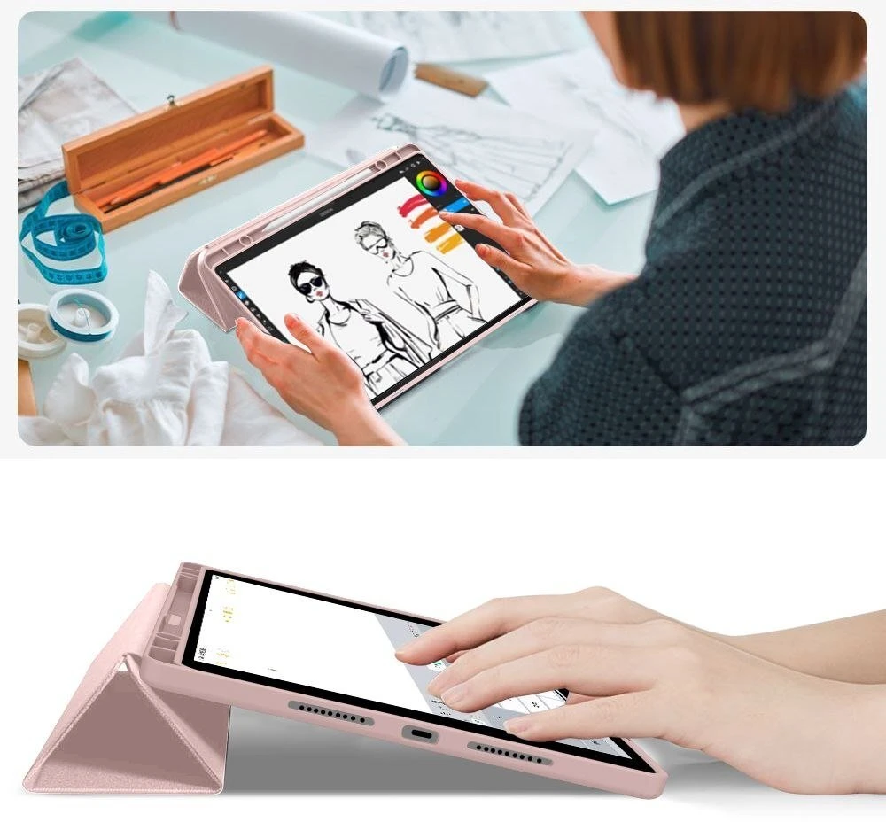 Tech Protect TechProtect SmartCase Pen dėklas skirtas Lenovo Idea Tab Plus 12.1 TB-361 – rožinės spalvos