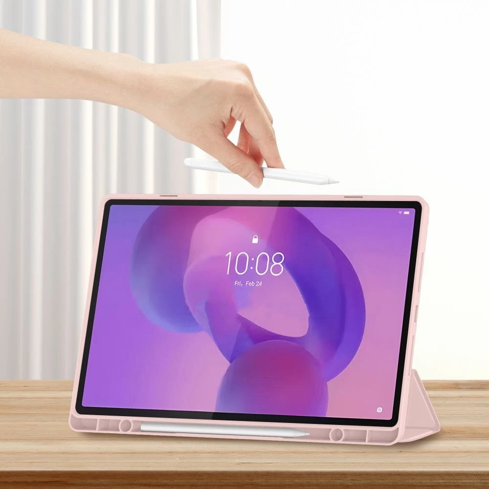 Tech Protect TechProtect SmartCase Pen dėklas skirtas Lenovo Idea Tab Plus 12.1 TB-361 – rožinės spalvos