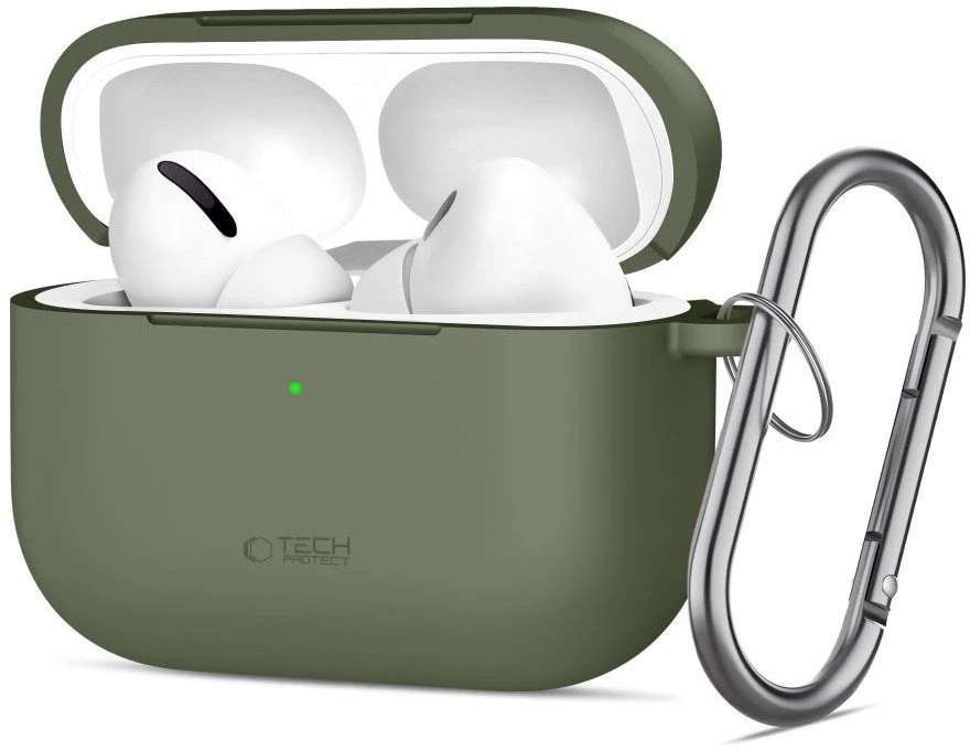 „Tech-Protect“ silikoninis dėklas su kabliuku „AirPods Pro“ – alyvuogių spalvos