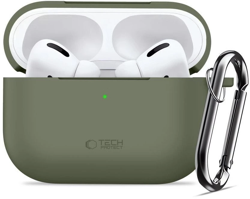 „Tech-Protect“ silikoninis dėklas su kabliuku „AirPods Pro“ – alyvuogių spalvos