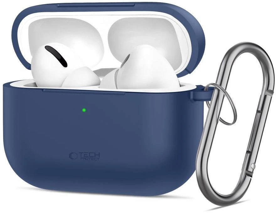 „Tech-Protect“ silikoninis dėklas su kabliuku, skirtas „AirPods Pro“ ausinėms – tamsiai mėlynas Mėlyna
