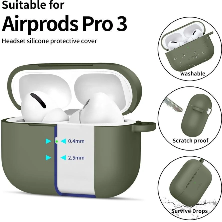 „Tech-Protect“ silikoninis dėklas su kabliuku „AirPods Pro“ – alyvuogių spalvos