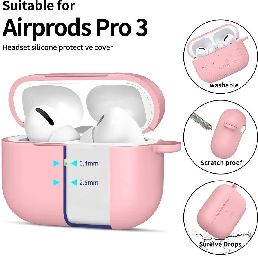 „Tech-Protect“ silikoninis dėklas su kabliuku, skirtas „AirPods Pro“ ausinėms - Rožinė