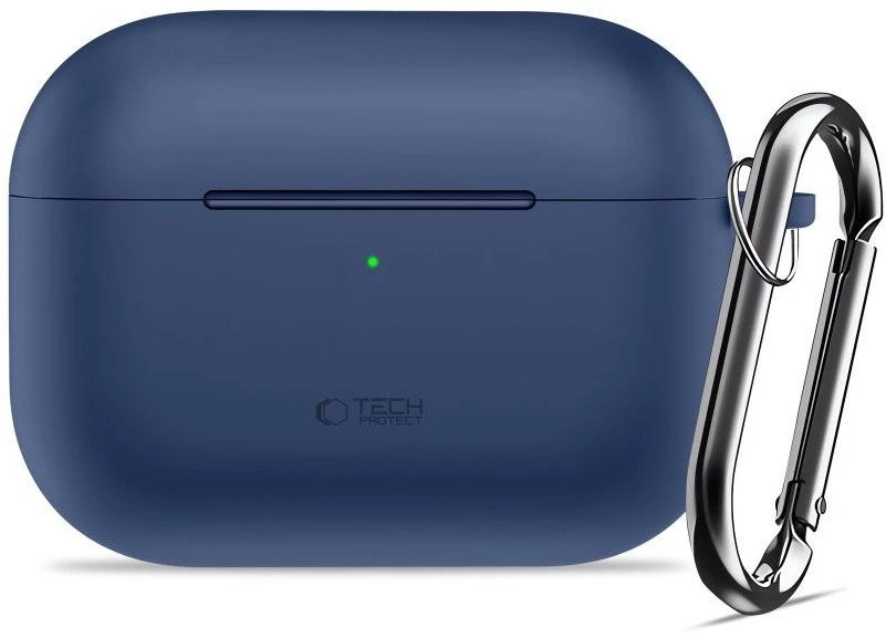 „Tech-Protect“ silikoninis dėklas su kabliuku, skirtas „AirPods Pro“ ausinėms – tamsiai mėlynas Mėlyna