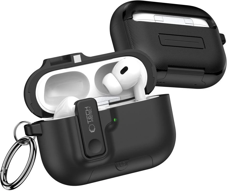 „Tech-Protect“ plonas kabliuko dėklas, skirtas „AirPods Pro 3“ ausinėms – Juodas