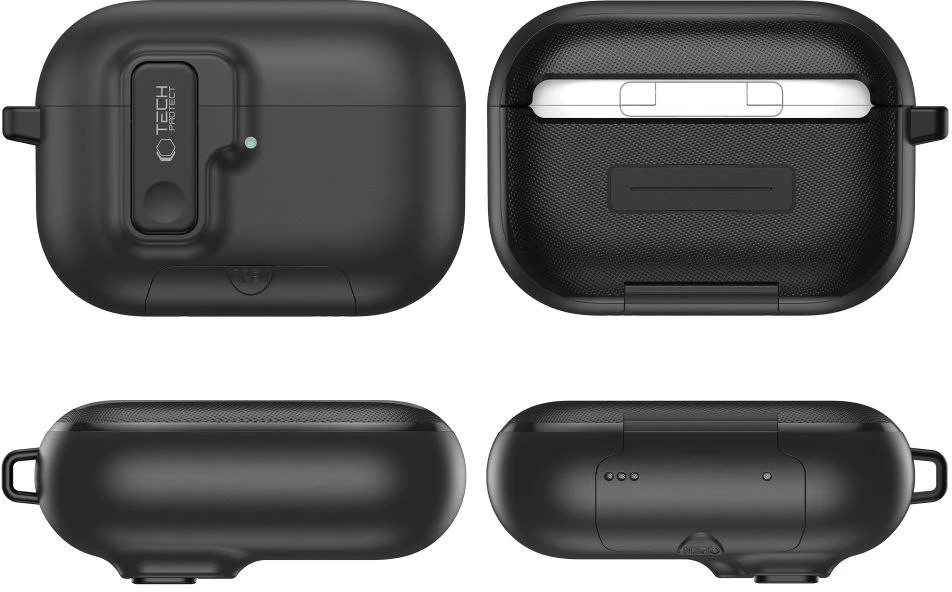 „Tech-Protect“ plonas kabliuko dėklas, skirtas „AirPods Pro 3“ ausinėms – Juodas