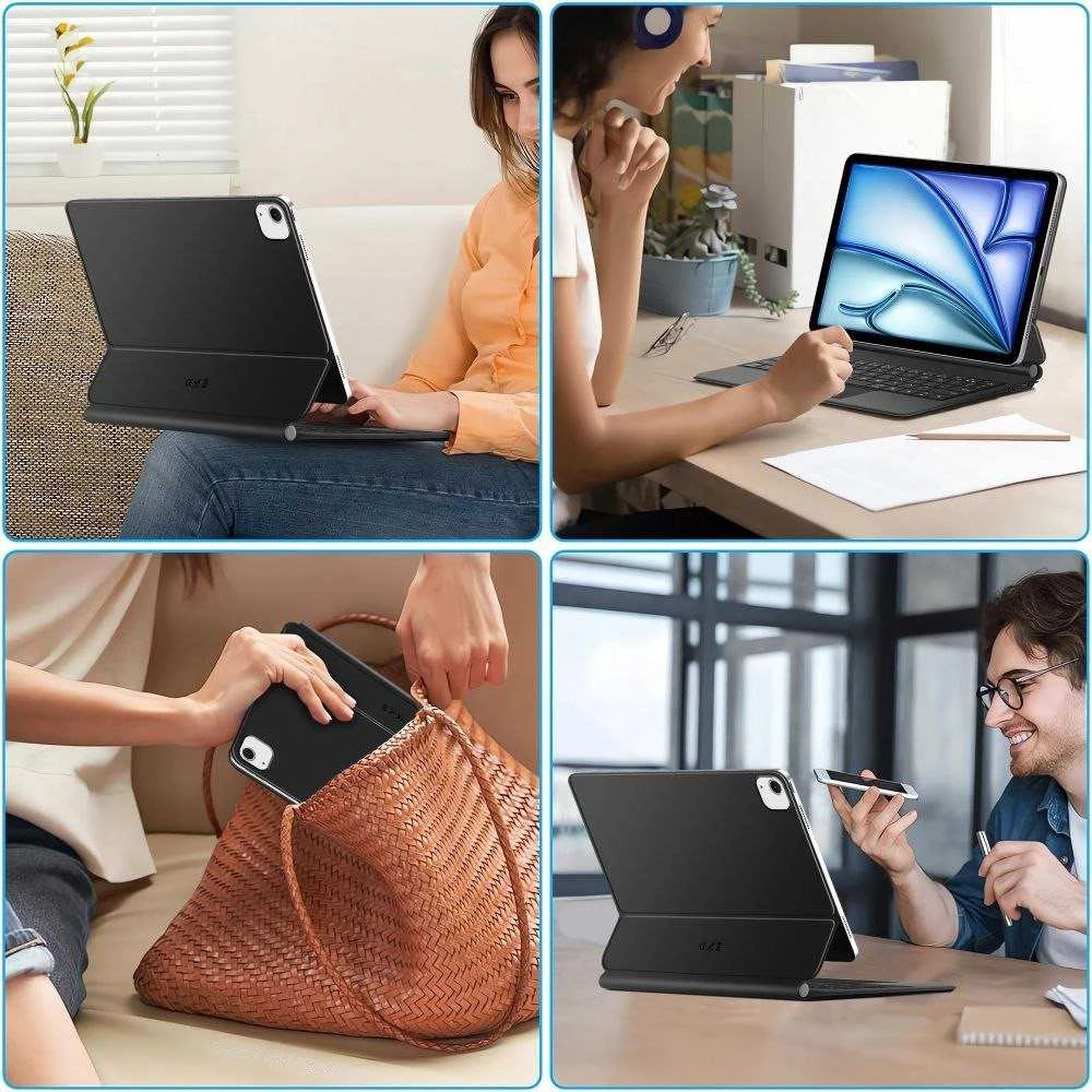 „Tech-Protect Smartcase Magnetic“ su klaviatūra, skirtas „iPad Air 10.9“ (2020/2022) / 11“ (2024/2025/2026) - Juodas