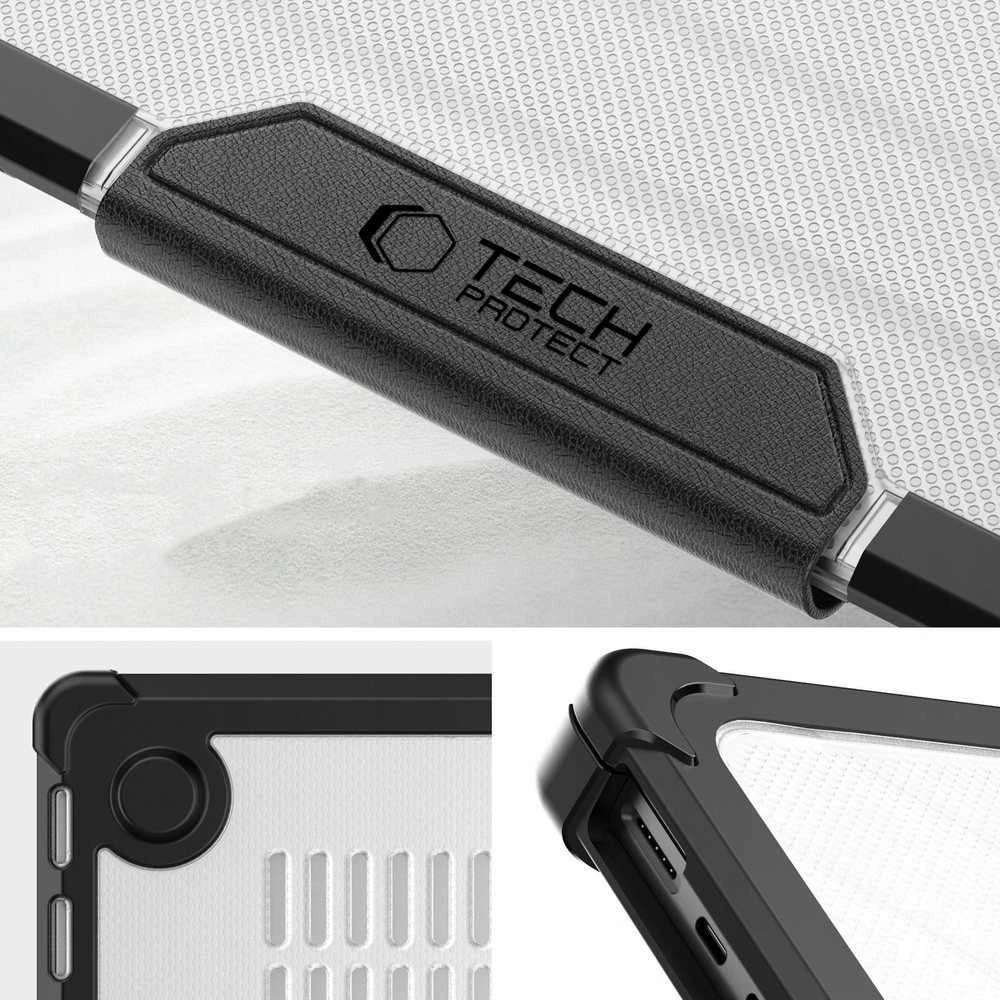 „Tech-Protect SmartShell Pro“ dėklas, skirtas „Macbook Pro 14 M1 / M2 / M3 / M4 / M5“ 2021–2025 m. – juodas ir skaidrus