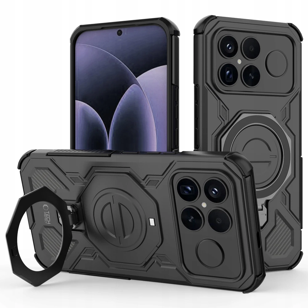Dėklas Tech-Protect TacticStand MagSafe Xiaomi POCO F8 Ultra Matte juodos spalvos