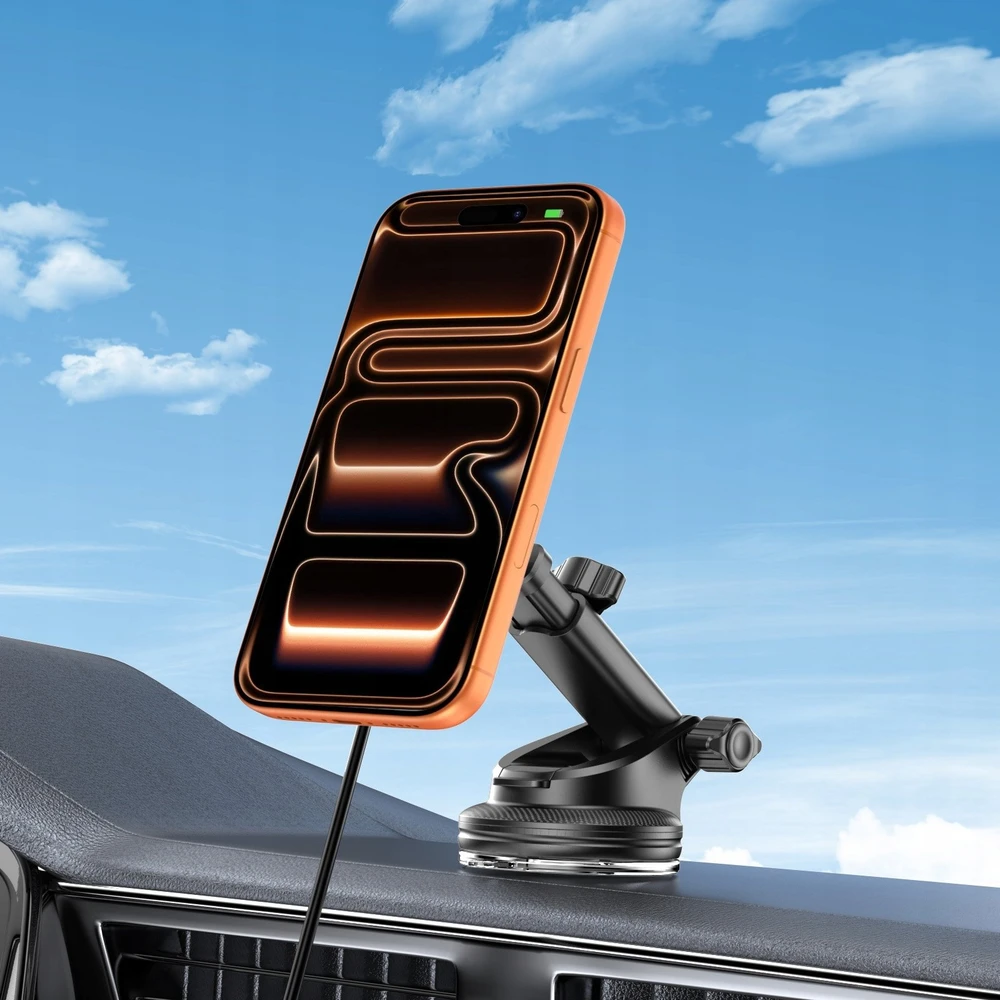 Tech-Protect V9 ArcticBoost magnetic MagSafe dashboard & vent automobilinis laikiklis su belaidžiu įkrovimu 25W QI2.2 juoda