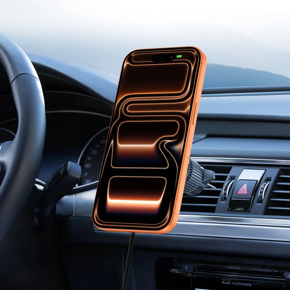 Tech-Protect V9 ArcticBoost magnetic MagSafe dashboard & vent automobilinis laikiklis su belaidžiu įkrovimu 25W QI2.2 juoda