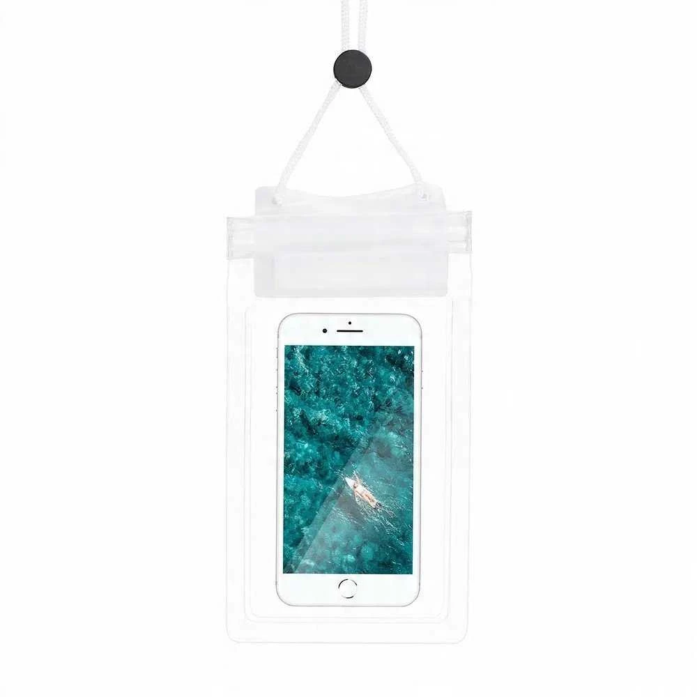 4Kom Dėklas telefonui Waterprooof neperšlampamas krepšys mobiliajam, skirtas su užtrauktuku - baltas