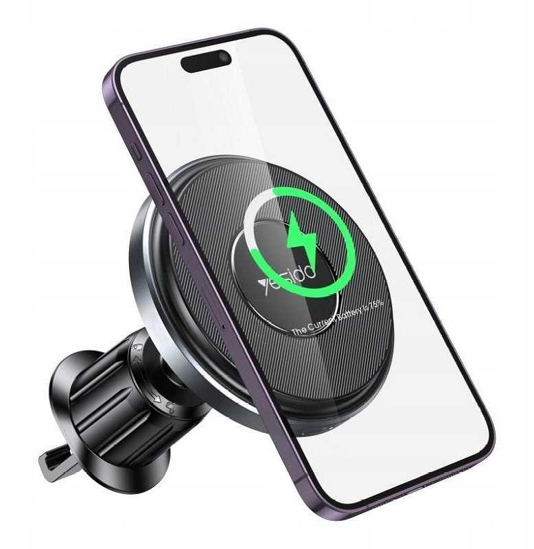 4kom.pl yesido Magnet. Automobilinis laikiklis C190 do Kratki, MagSafe Wireless 15W, JUODA