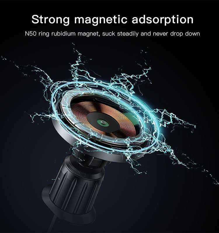 4kom.pl yesido Magnet. Automobilinis laikiklis C190 do Kratki, MagSafe Wireless 15W, JUODA