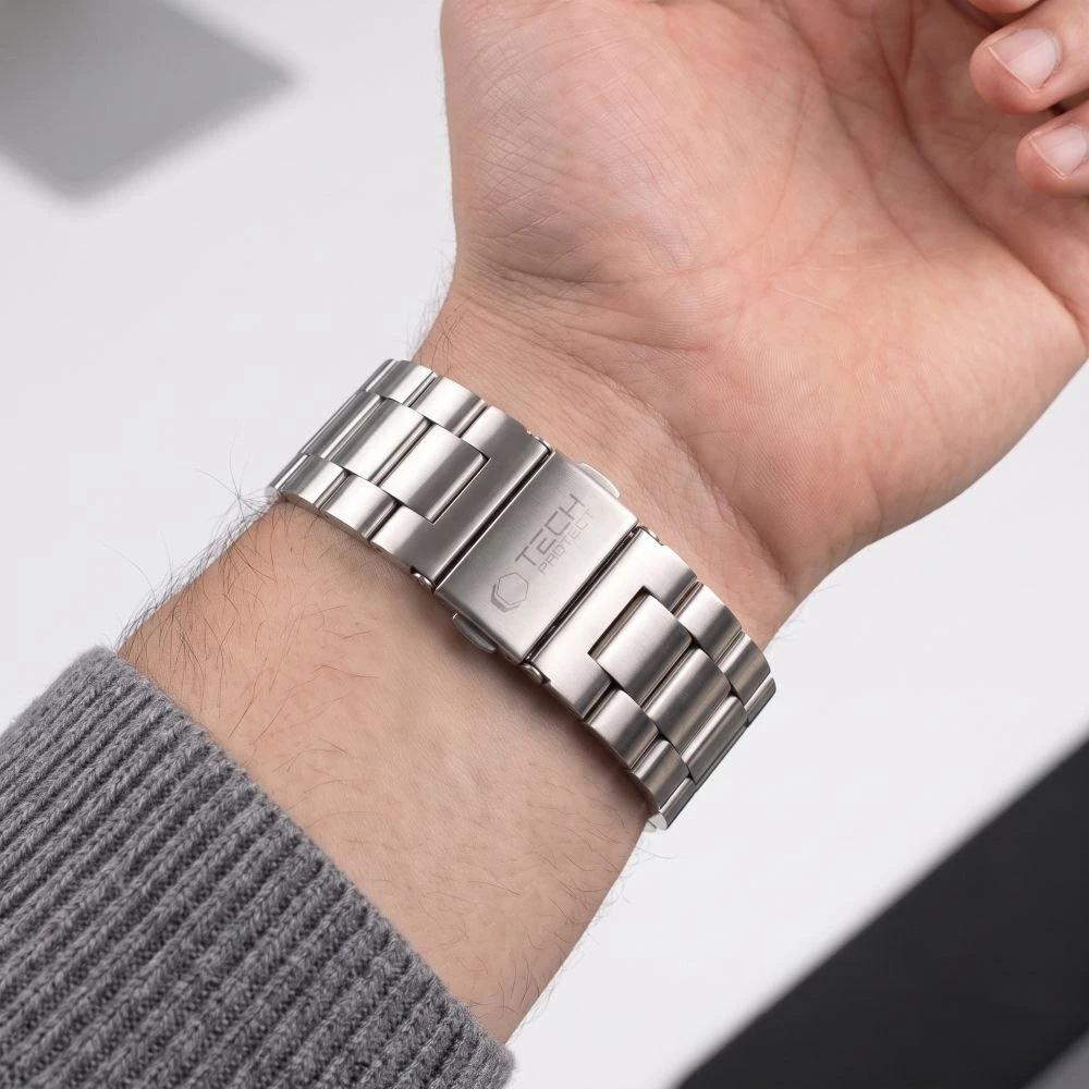 TECH-PROTECT nerūdijančio plieno Apple Watch 8 / 9 / 10 / 11 / 12 / SE / ULTRA (44 / 45 / 46 / 49 MM) sidabrinis