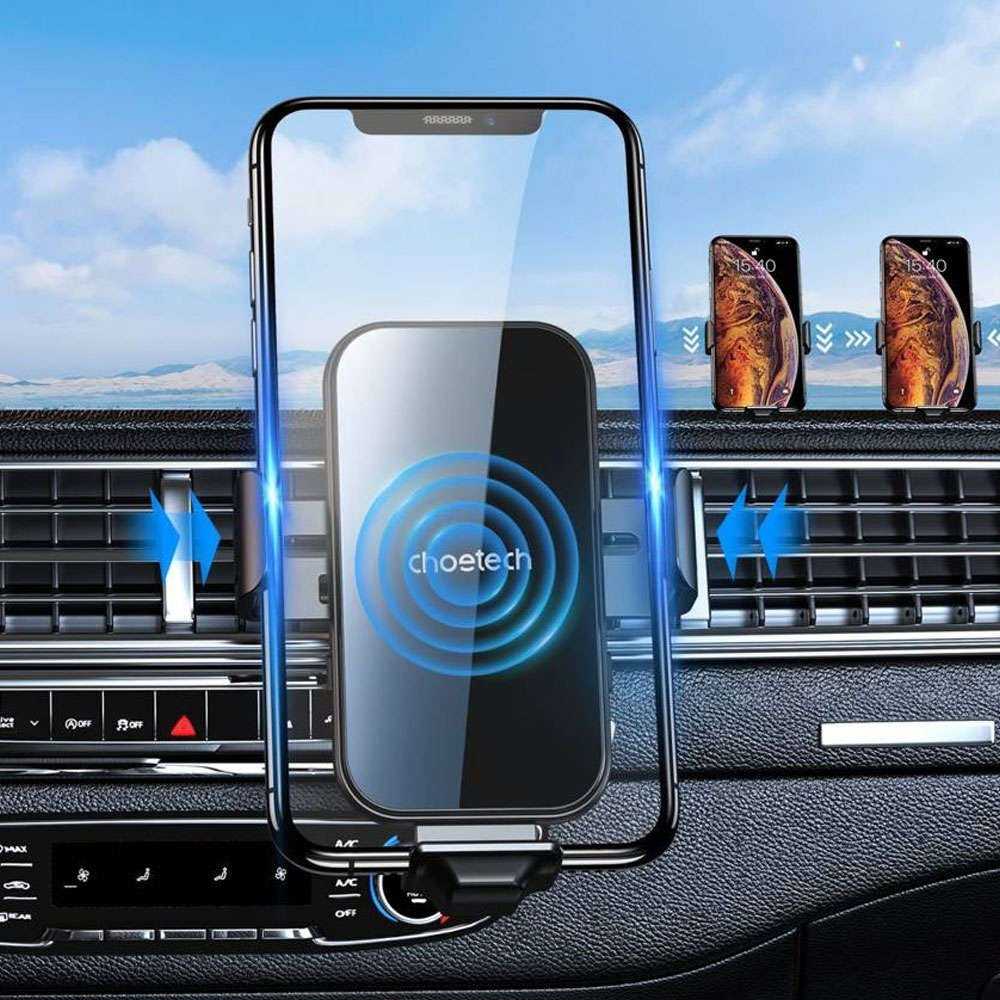 Automobilinis laikiklis-įkroviklis Choetech 15W Electric Car Wireless Charger With Magnetic Head T201-F juodas