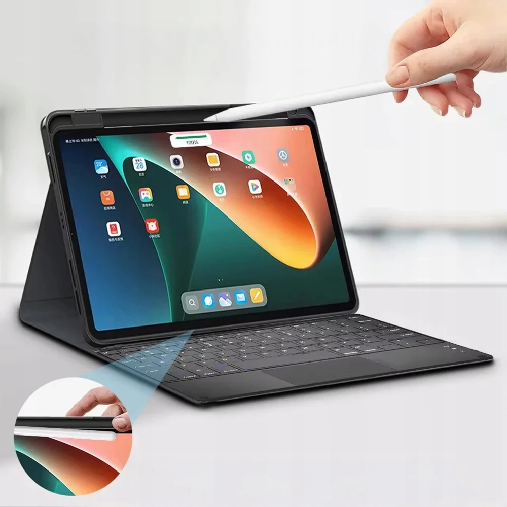4kom.pl Dėklas i Klaviatūra touchpad do Xiaomi Pad 7 / Pad 7 PRO 11.2 uchwyt na rysik, juoda