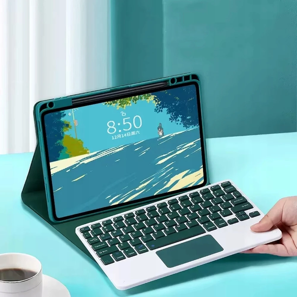 4kom.pl Dėklas i Klaviatūra touchpad do Xiaomi Pad 7 / Pad 7 PRO 11.2 uchwyt na rysik, žalia