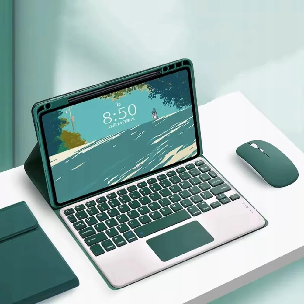 4kom.pl Dėklas i Klaviatūra touchpad do Xiaomi Pad 7 / Pad 7 PRO 11.2 uchwyt na rysik, žalia