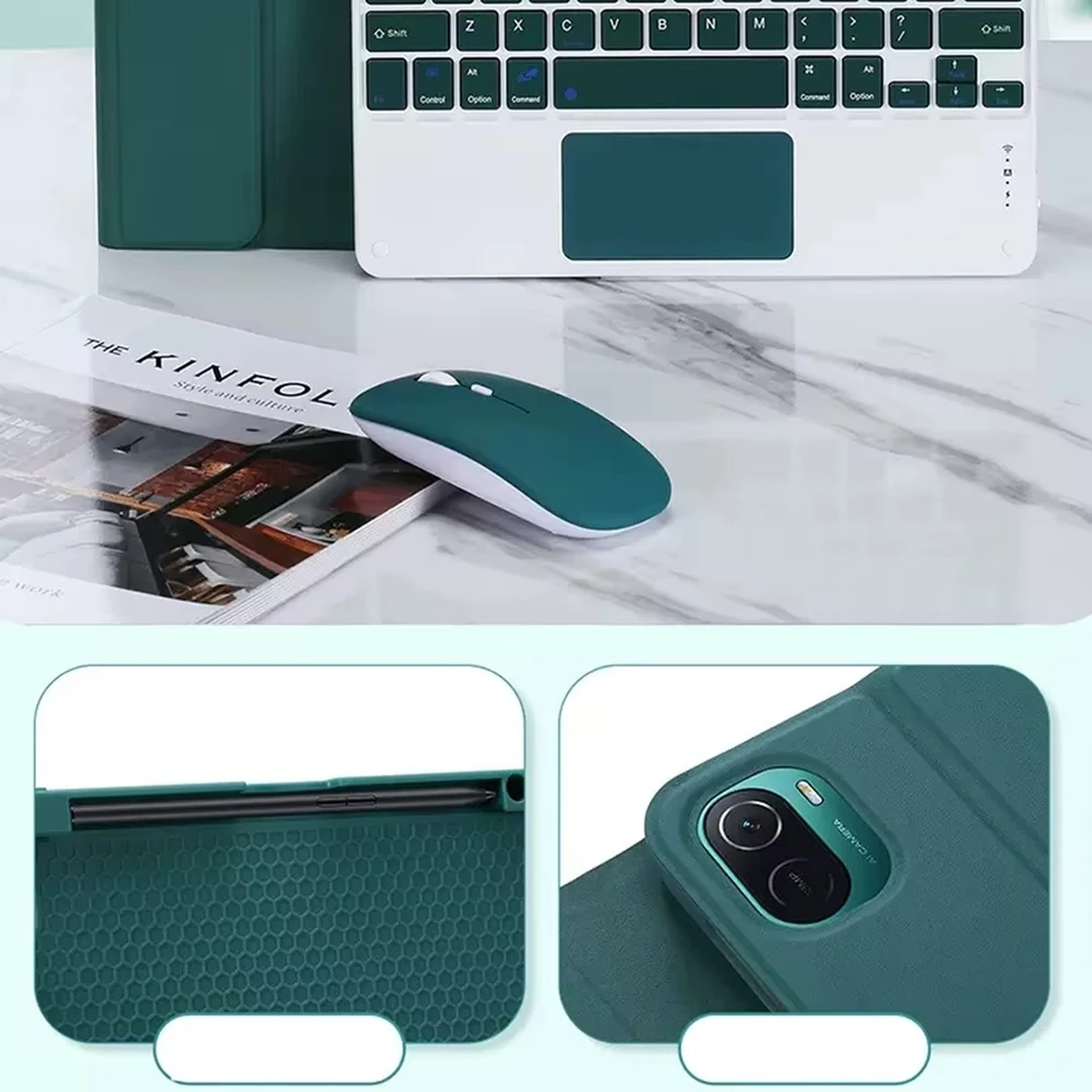 4kom.pl Dėklas i Klaviatūra touchpad do Xiaomi Pad 7 / Pad 7 PRO 11.2 uchwyt na rysik, žalia