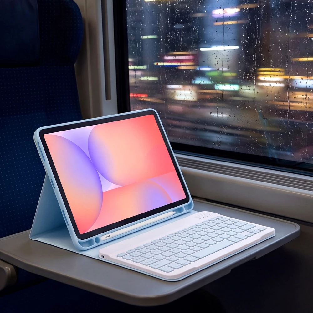 4kom.pl Dėklas su klaviatūra Galaxy Tab S10 Lite 10.9'' SM-X406 SM-X400 2025 apsauginis mėlynas