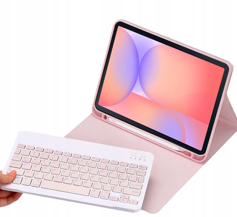 4kom.pl Apsauginis dėklas su klaviatūra skirtas Galaxy Tab S10 Lite 10.9'' SM-X406 SM-X400 2025 rožinis