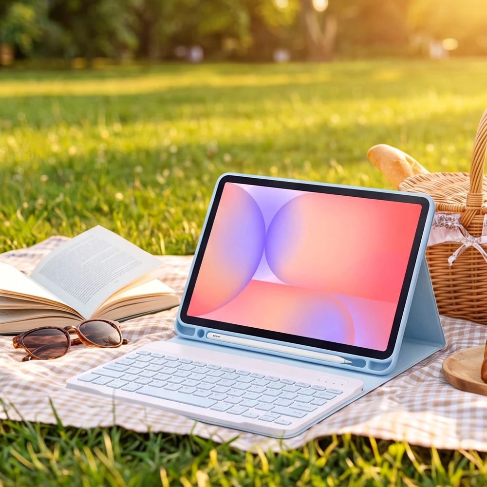 4kom.pl Dėklas su klaviatūra Galaxy Tab S10 Lite 10.9'' SM-X406 SM-X400 2025 apsauginis mėlynas