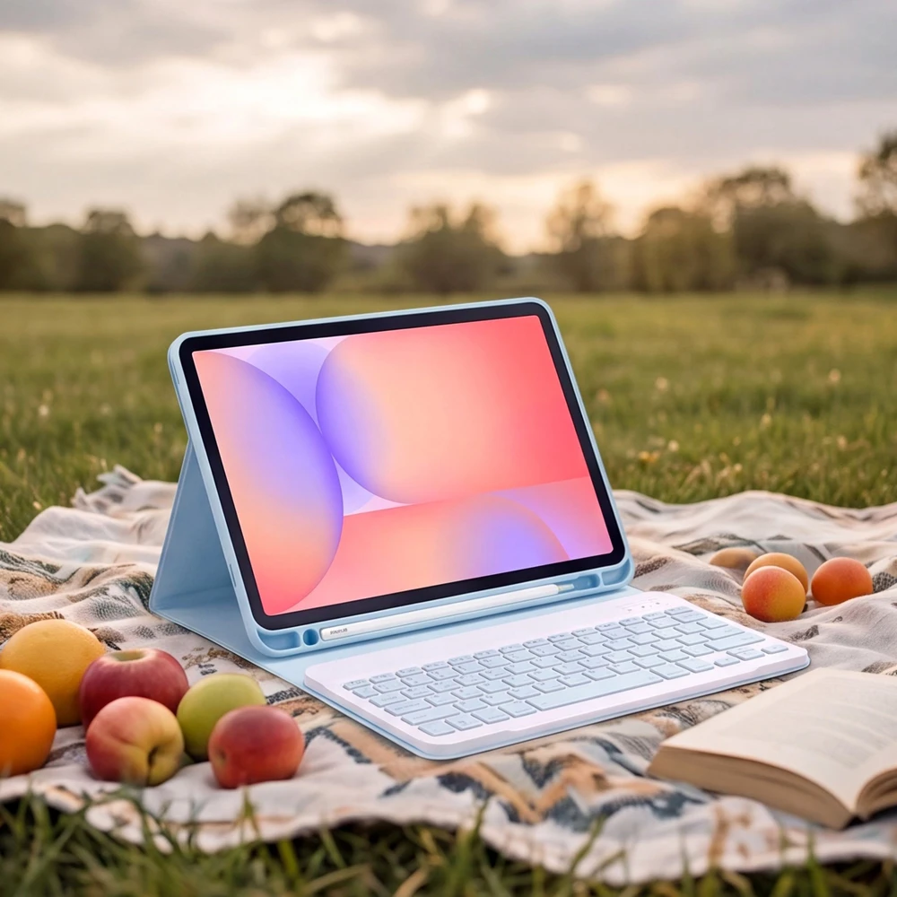 4kom.pl Dėklas su klaviatūra Galaxy Tab S10 Lite 10.9'' SM-X406 SM-X400 2025 apsauginis mėlynas