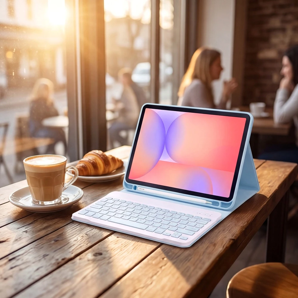 4kom.pl Dėklas su klaviatūra Galaxy Tab S10 Lite 10.9'' SM-X406 SM-X400 2025 apsauginis mėlynas