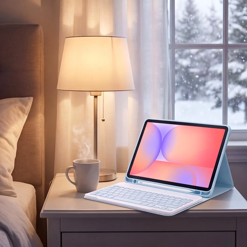 4kom.pl Dėklas su klaviatūra Galaxy Tab S10 Lite 10.9'' SM-X406 SM-X400 2025 apsauginis mėlynas