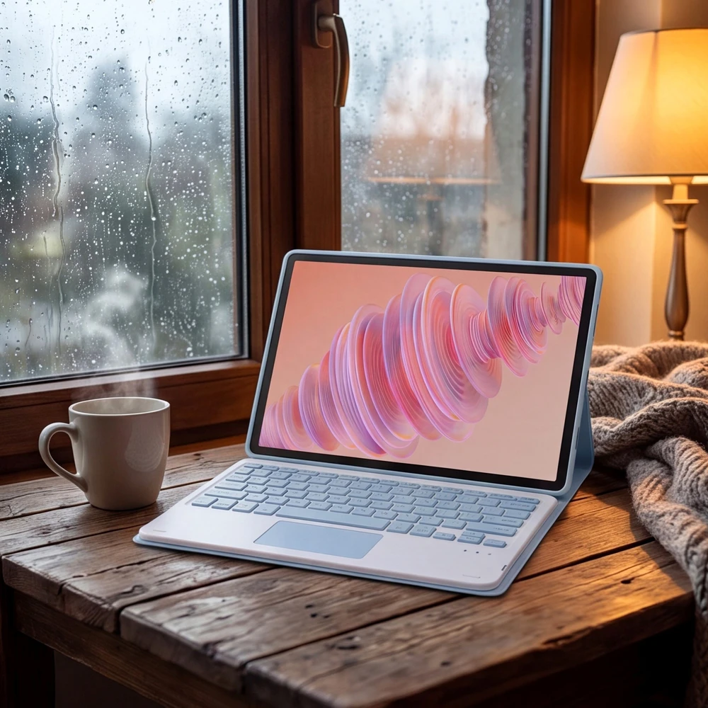Strado-Tech dėklas su klaviatūra skirtas Lenovo Tab Plus 11.5 - apsauginis su stovu, prieiga prie prievadų ir mygtukų