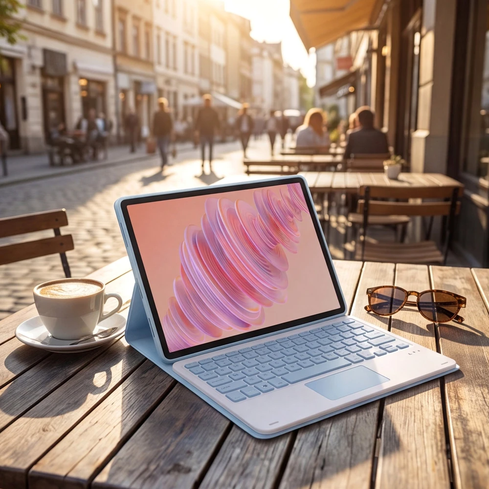 Strado-Tech dėklas su klaviatūra skirtas Lenovo Tab Plus 11.5 - apsauginis su stovu, prieiga prie prievadų ir mygtukų