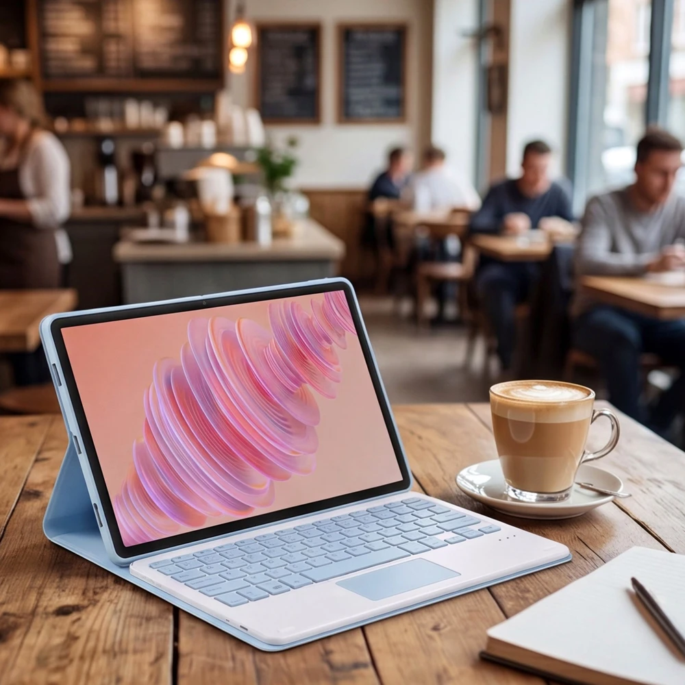 Strado-Tech dėklas su klaviatūra skirtas Lenovo Tab Plus 11.5 - apsauginis su stovu, prieiga prie prievadų ir mygtukų
