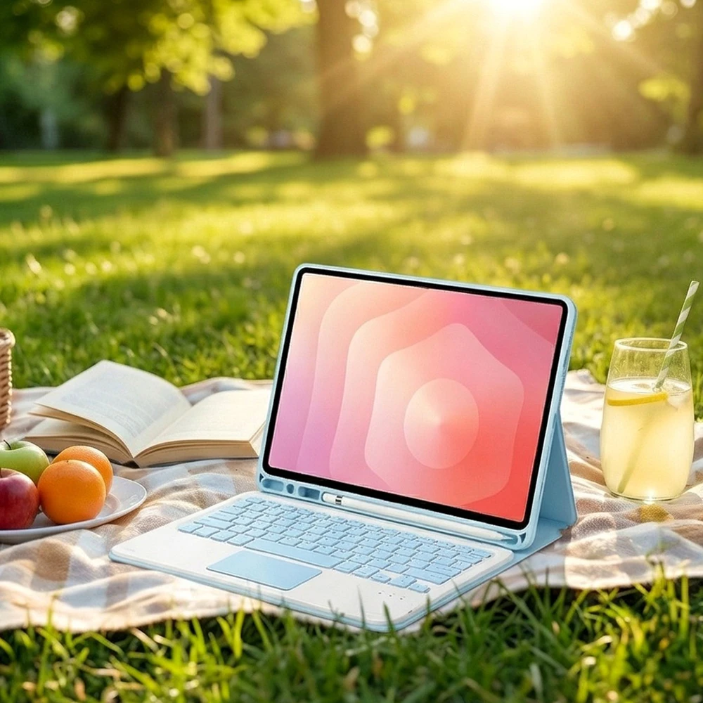 4kom.pl Dėklas su klaviatūra magnetyczną do Galaxy Tab A11+ / A9+ 10.9 Bluetooth touchpad