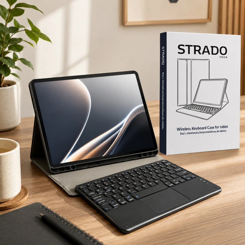 4kom.pl Dėklas su klaviatūra touchpad do Galaxy Tab S10 Lite 10.9'' SM-X406 SM-X400 2025 ochronne juoda