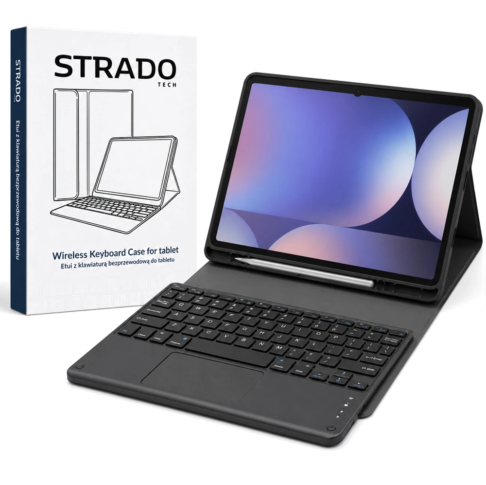 4kom.pl Dėklas su klaviatūra touchpad do Galaxy Tab S10 Lite 10.9'' SM-X406 SM-X400 2025 ochronne juoda