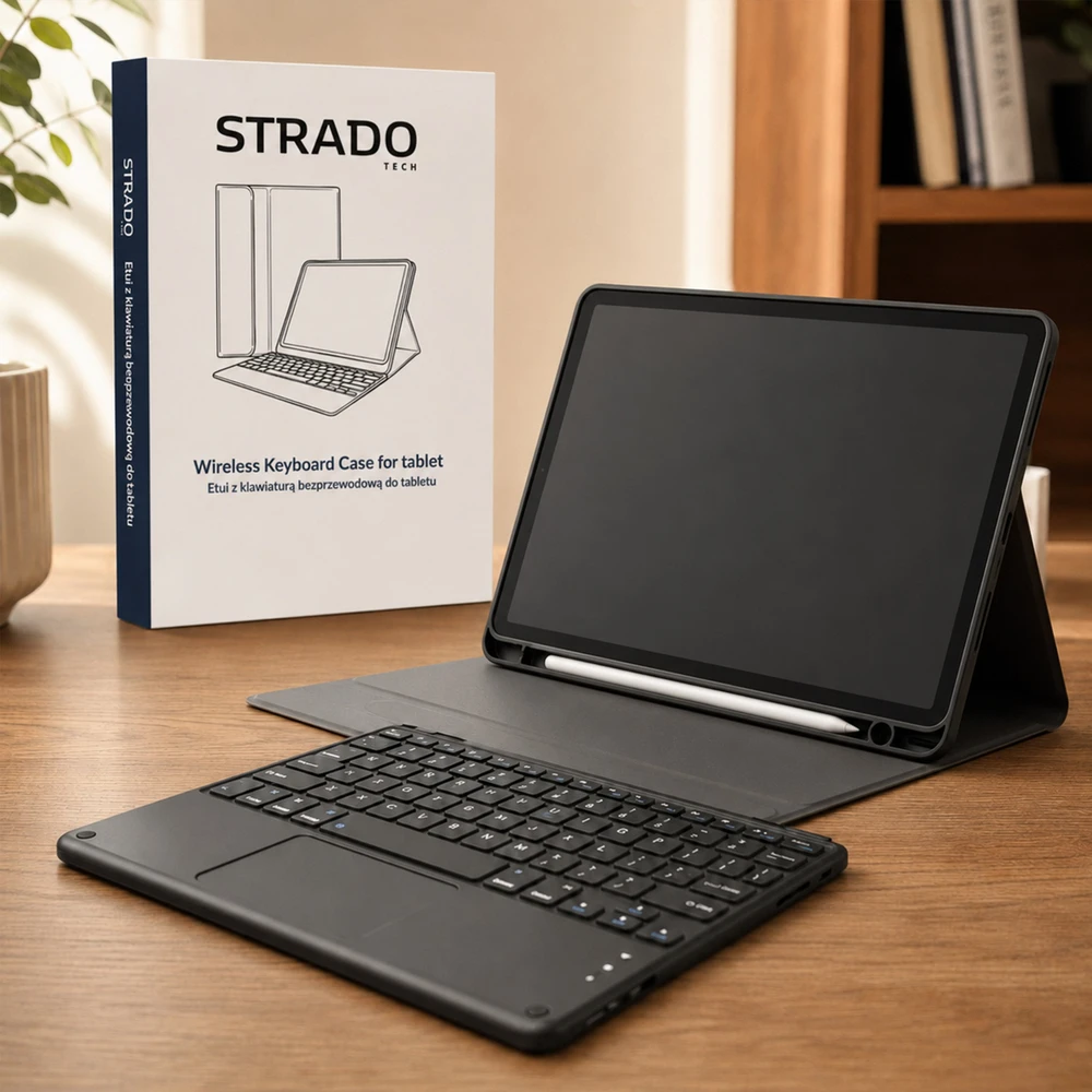4kom.pl Dėklas su klaviatūra touchpad do Galaxy Tab S10 Lite 10.9'' SM-X406 SM-X400 2025 ochronne juoda