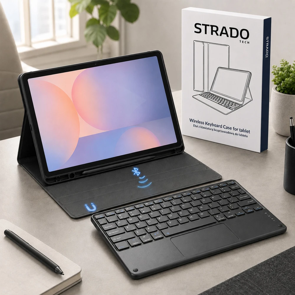 4kom.pl Dėklas su klaviatūra touchpad do Galaxy Tab S10 Lite 10.9'' SM-X406 SM-X400 2025 ochronne juoda