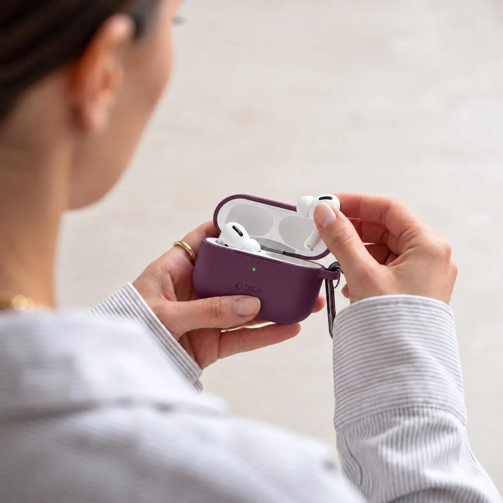 Dėklas TECH-PROTECT Silikono kabliukas Apple AirPods Pro 3 bordinė spalva