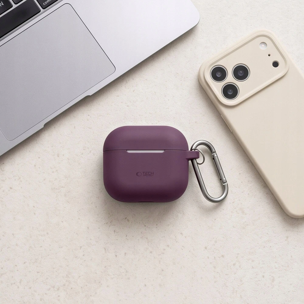 Dėklas TECH-PROTECT silikoninis pakabukas Apple AirPods 4 / 5 bordo spalvos