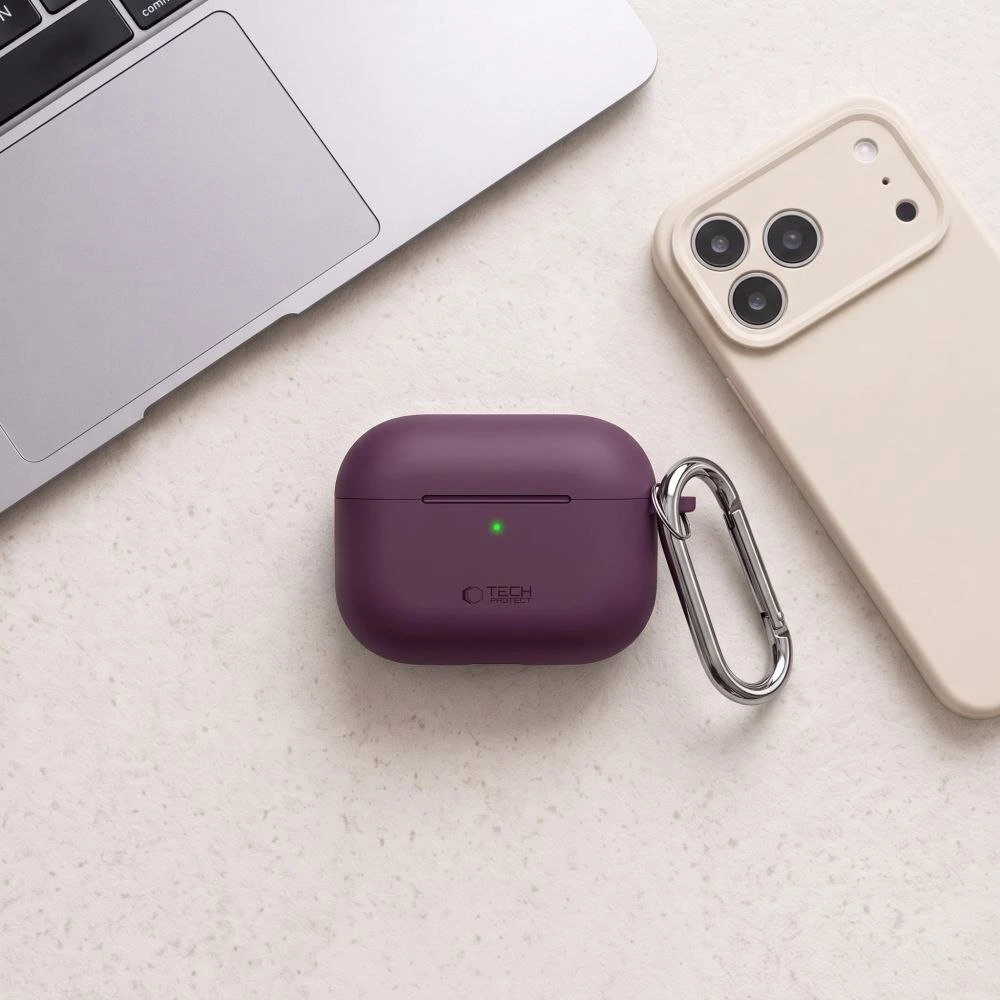 Dėklas TECH-PROTECT Silikono kabliukas Apple AirPods Pro 3 bordinė spalva