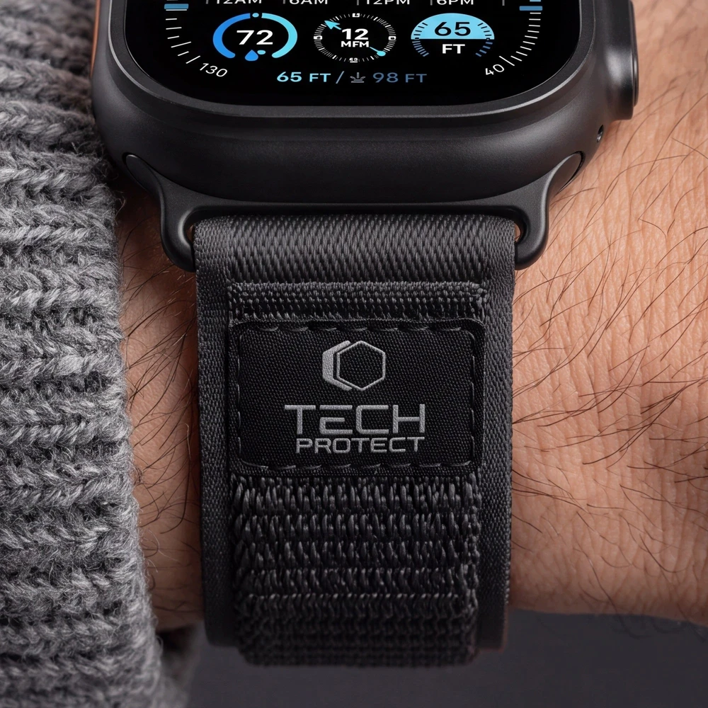 Tech-Protect NYLON ELITE Watch 8 / 9 / 10 / 11 / 12 / SE / ULTRA (44 / 45 / 46 / 49 MM) JUODA/ORANŽINĖ