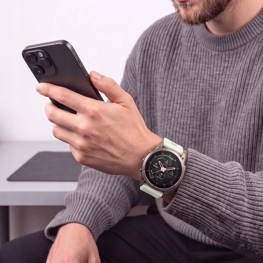 4kom.pl Dirželis Tech-Protect Silicone do Garmin Fenix 5 / 6 / 6 Pro / 7 / 8 / 8 Pro / E / 9 / 9 Pro 51 mm Stone Pilkas (THP6085)