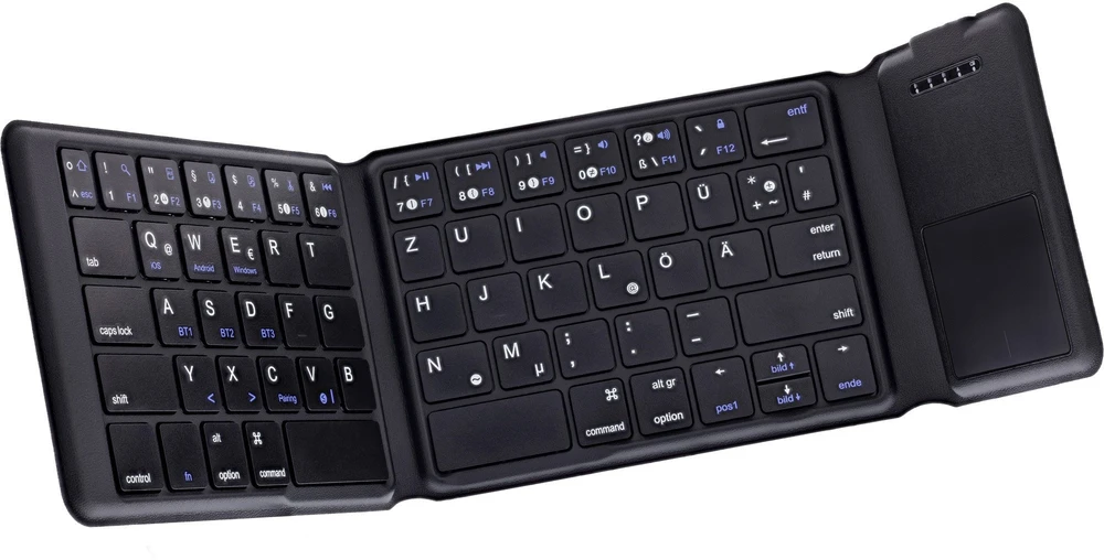 4kom.pl Klaviatūros Sulankstoma Bluetooth klaviatūra su jutikliniu skydeliu Juoda Bluetooth 5.4