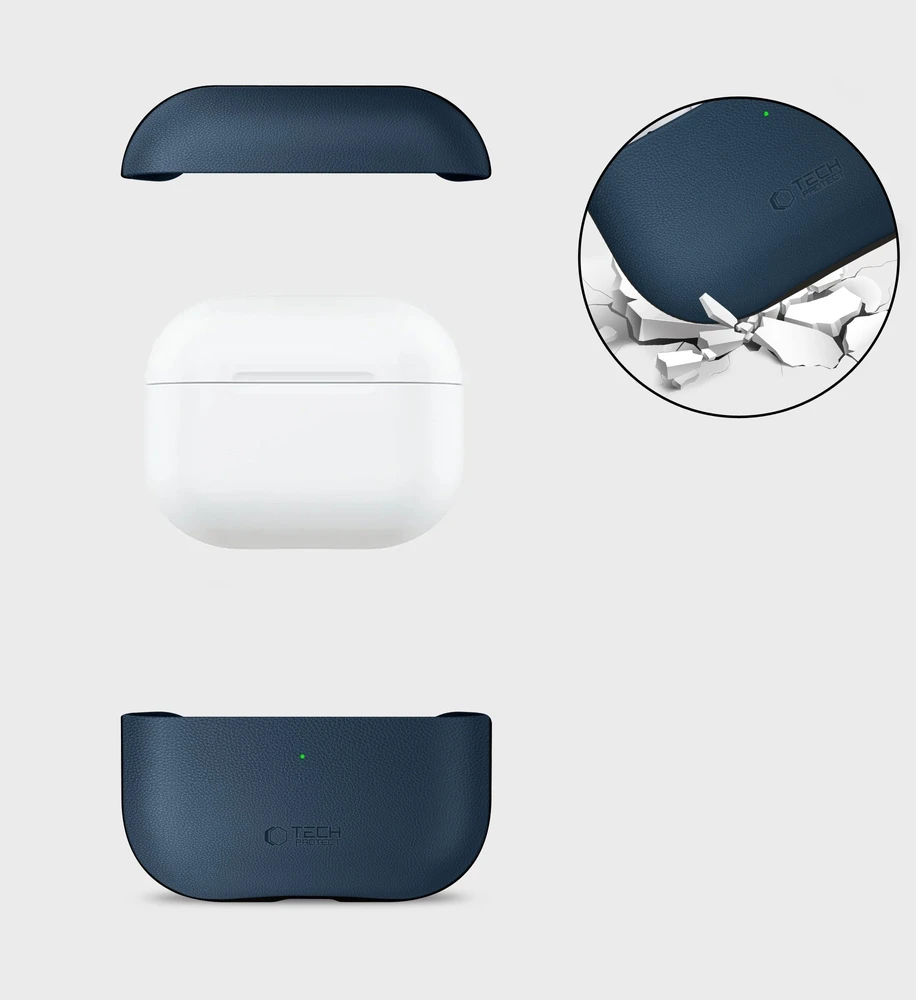 „Tech-Protect NaturalFit“ dėklas, skirtas „AirPods Pro 3“ – tamsiai mėlynas Mėlyna